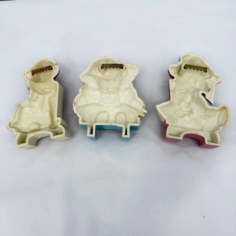 Burwood Products Wall Hanging Teddy Bear Trio VTG Decor Set 3375 Nursery MCM